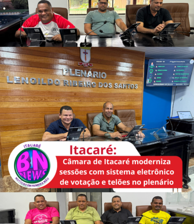 Câmara de Itacaré moderniza sessões com sistema eletrônico de votação e telões no plenário