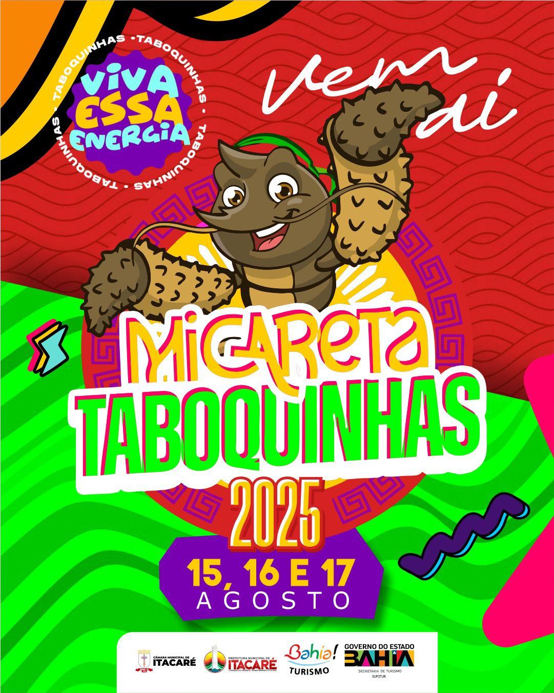 Micareta de Taboquinhas acontecerá entre os dias 15, 16 e 17 e já tem Neto Brito, Asas Livres e Zau O Pássaro confirmados