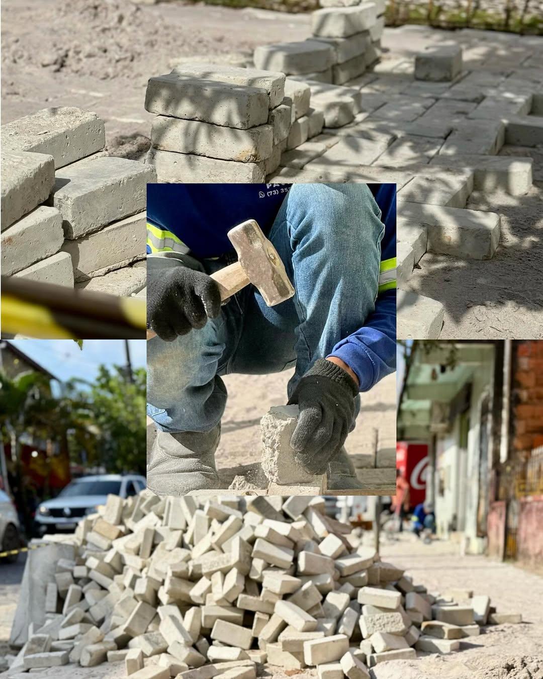 Itacaré avança em obras de revitalização de calçadas com piso tátil e rampas de acesso