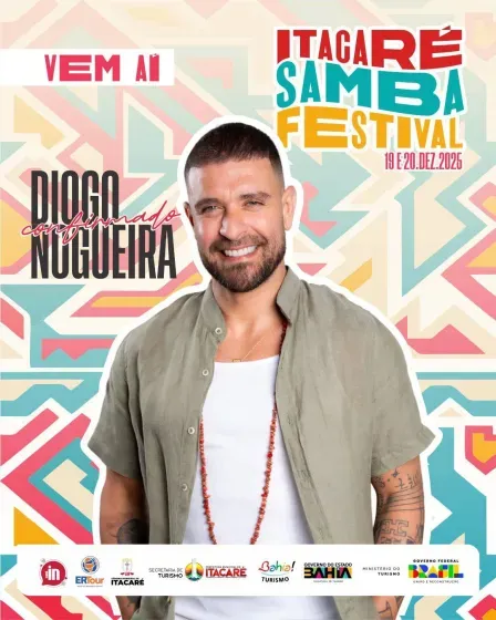 Tiee e Diogo Nogueira são confirmados no primeiro Itacaré Samba Festival, que acontece nos dias 19 e 20 de dezembro