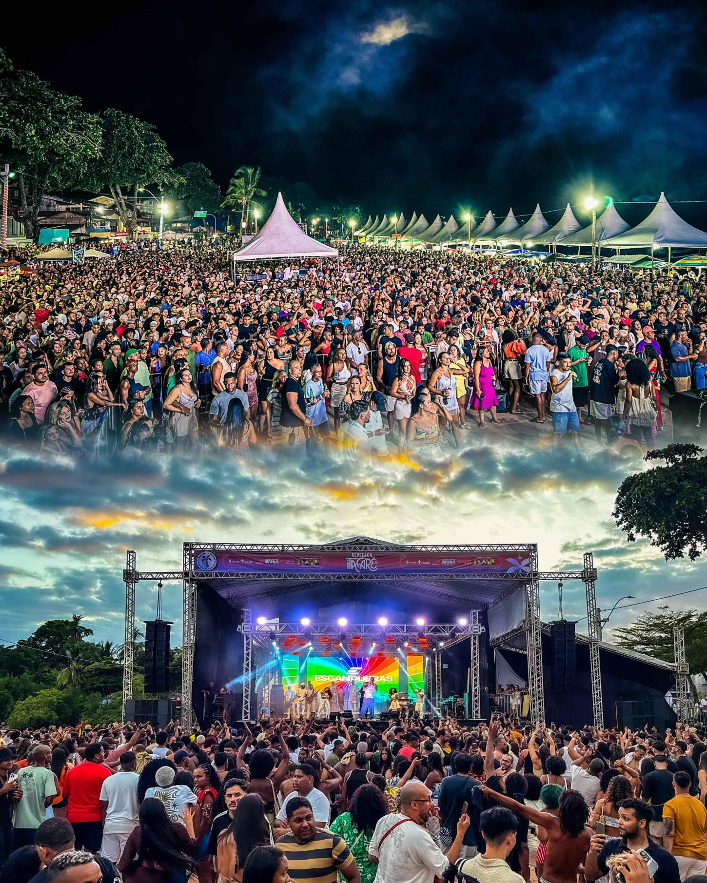 Réveillon Itacaré 2025 começa com grande público, música e celebração na orla